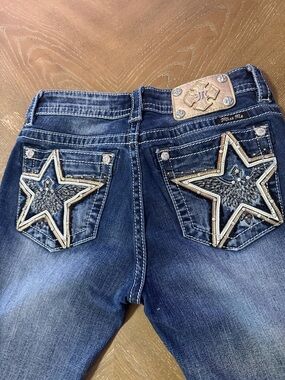 Vintage Miss Me Blue Skinny boot Jeans with Embroidered Star Pockets size28/34